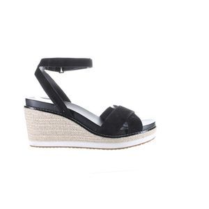 Cole Haan Black Suede Espadrille Wedge Sandals